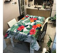 Morbuy Nappe Anti Tache Rectangulaire/Carrée, Imperméable Étanche à l'Huile 3D Imprimé Couverture de Table pour Ménage Cuisine Jardin Picnic Exterieur (Rouges Fleurs,140x140cm)