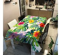 Morbuy Nappe Anti Tache Rectangulaire/Carrée, Imperméable Étanche à l'Huile 3D Imprimé Couverture de Table pour Ménage Cuisine Jardin Picnic Exterieur (Vertes Feuilles Tropicales,140x140cm)