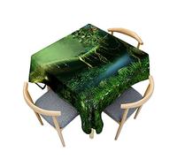 Morbuy Nappe Carrée Anti Tache - Motif de Forêt Imperméable Infroissable pour Décoration Salle à Manger, Cuisine, Jardin, Picnic (120x120cm, Jungle Verte)