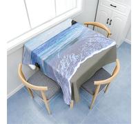 Morbuy Nappe Carrée Anti Taches, Motif Vagues de l'Océan 3D Nappe Anti Éclaboussures Effet Lotus Nappes Infroissable Nappes pour Table de Jardin Lavable pour Cuisine (120x120cm,Plage de Sable)
