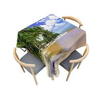 Morbuy Nappe de Table Carrée, Motif Vagues de l'océan Nappes Imperméables Anti Tache Infroissable Nappe Lavable pour Salle à Manger Cuisine Jardin Picnic Exterieur (150x150cm,Cocotier)