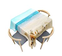 Morbuy Nappe de Table Carrée, Motif Vagues de l'océan Nappes Imperméables Anti Tache Infroissable Nappe Lavable pour Salle à Manger Cuisine Jardin Picnic Exterieur (180x180cm,Étoile de mer)