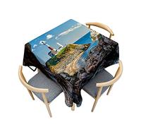 Morbuy Nappe de Table Carrée, Motif Vagues de l'océan Nappes Imperméables Anti Tache Infroissable Nappe Lavable pour Salle à Manger Cuisine Jardin Picnic Exterieur (120x120cm,Phare)