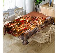 Morbuy Nappe Noël Rectangulaire, Fête Style 3D Imprimé Nappes Imperméable Anti Taches Étanche à l'huile Lavable pour Fête Decoration Ménage Jardin Picnic (réveillon de Noël,140x210cm)