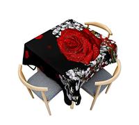 Morbuy Nappe pour Table de Cuisine Carré, Motif Fleur de Rose Nappes Imperméables Anti Tache Infroissable Nappe Lavable pour Salle à Manger Jardin Picnic Exterieur (60x60cm,Fleurs Blanches)