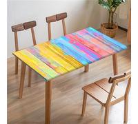 Morbuy Nappe Rectangulaire à Bord Élastique, Imprimé Planche de Bois Nappe Ajustée Rectangulaire Carrée Couverture Table de Jardin Nappes Imperméable Anti Taches (153x77cm,Multicolore)
