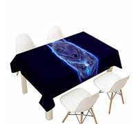 Morbuy Nappe Rectangulaire Anti Tache Imperméable,3D Animal Imprimé Nappes Infroissable Anti-Salissure Lavable pour Decoration Cuisine Jardin Picnic Exterieur (Loup Bleu,140x140cm)