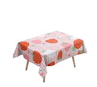 Morbuy Nappe Rectangulaire Anti Tache Imperméable, 3D Fraise Imprimé Nappes Infroissable Anti-Salissure Lavable pour Decoration Cuisine Jardin Picnic Exterieur (Rose Plaid,90x90cm)