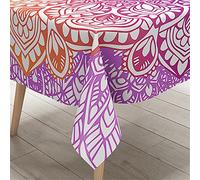 Morbuy Nappe Rectangulaire Anti Tache Imperméable, Style de Mandala 3D Imprimé Nappes Infroissable Anti-Salissure Lavable pour Decoration Cuisine Jardin Picnic Exterieur (Violet,140x220cm)