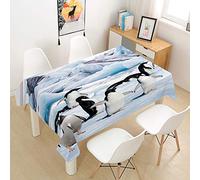 Morbuy Nappe Rectangulaire Anti Tache Nappe de Table 3D Manchot Imprimé Imperméable Lavable et Facile d'entretien Nappes pour Ménage Table Basse Jardin Extérieure (Manchot Adélie,90x90cm)