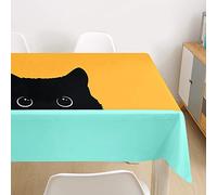 Morbuy Nappe Rectangulaire Chat Imprimé Anti Tache Nappe de Table Imperméable Lavable et Facile d'entretien pour Ménage Table Basse Jardin Extérieure Picnic (Chaton Curieux,140x200cm)
