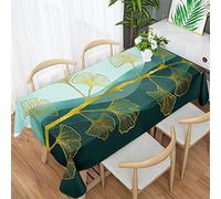 Morbuy Nappe Rectangulaire Imperméable Anti Tache, Motif Feuilles 3D Nappes Infroissable Couverture de Table à Manger pour Fête Cuisine Jardin Picnic Exterieur (140x260cm,Ginkgo Biloba)