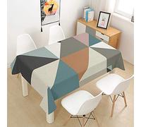 Morbuy Nappe Rectangulaire Imperméable, Mosaïque Style Nordique Nappe de Table Lavable et Facile d?Entretien Ménage Table Nappe pour Cuisine Picnic Jardin Décoration (Gris Noir Kaki,140x240cm)