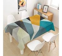 Morbuy Nappe Rectangulaire Imperméable, Mosaïque Style Nordique Nappe de Table Lavable et Facile d?Entretien Ménage Table Nappe pour Cuisine Picnic Jardin Décoration (Vert Bleu Jaune,100x140cm)
