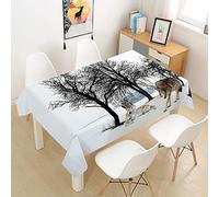Morbuy Nappe Rectangulaire Nappe de Table Imperméable Anti Tache Lavable et Facile d'entretien 3D Loup Nappes pour Ménage Table Basse Jardin Extérieure (Loup des neiges,140x240cm)