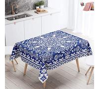Morbuy Nappe Rectangulaire Nappe de Table Imperméable Lavable et Facile d'entretien Bohême Impression pour Ménage Table Basse Cuisine Jardin Extérieure Picnic (Nation Bleue,140x220cm)