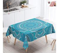 Morbuy Nappe Rectangulaire Nappe de Table Imperméable Lavable et Facile d'entretien Bohême Impression pour Ménage Table Basse Cuisine Jardin Extérieure Picnic (Turquoise foncé,60x60cm)