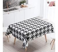 Morbuy Nappe Rectangulaire Nappe de Table Imperméable Lavable et Facile d'entretien Géométrie Motif pour Ménage Table Basse Cuisine Jardin Extérieure Picnic (Pied de Poule Noir,140x180cm)