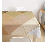 Morbuy Nappe Rectangulaire Patchwork Imprimé Anti Tache Nappe de Table Imperméable Lavable et Facile d'entretien pour Ménage Table Basse Jardin Extérieure Picnic (Gruau Brun,140x160cm)