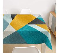 Morbuy Nappe Rectangulaire Patchwork Imprimé Anti Tache Nappe de Table Imperméable Lavable et Facile d'entretien pour Ménage Table Basse Jardin Extérieure Picnic (Gris Jaune,140x180cm)