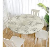 Morbuy Nappe Ronde Anti Taches, Graffiti Nappe de Table avec Bord Élastique Ajustée, Imperméable Polyester Couverture de Table de pour Cuisine Jardin Fête (Kaki,Diamètre 180cm)