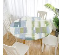 Morbuy Nappe Ronde Anti Taches, Graffiti Nappe de Table avec Bord Élastique Ajustée, Imperméable Polyester Couverture de Table de pour Cuisine Jardin Fête (Gris Vert,Diamètre 130cm)