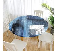 Morbuy Nappe Ronde Anti Taches, Graffiti Nappe de Table avec Bord Élastique Ajustée, Imperméable Polyester Couverture de Table de pour Cuisine Jardin Fête (Bleu,Diamètre 100cm)