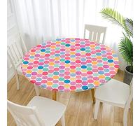 Morbuy Nappe Ronde Anti Taches, Point de Polka Nappe de Table avec Bord Élastique Ajustée, Imperméable Polyester Couverture de Table de pour Cuisine Jardin Fête (Multicolore,Diamètre 120cm)
