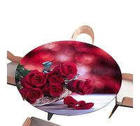 Morbuy Nappe Ronde Élastique, 3D Rose Fleur Imprimer Nappes Bord Ajustable Imperméable Anti Taches Nappe de Table pour Décoration Cuisine Jardin Fête (Fleur Rose Rouge,Diamètre 100cm)