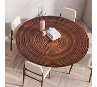 Morbuy Nappe Ronde Élastique Imperméable,Imprimé Planche de Bois Nappe Ronde avec Bord Élastique Nappes Anti Tache Couverture de Table pour Fête Cuisine Jardin (Diamètre 60cm,Vintage veiné)
