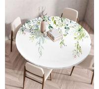 Morbuy Nappe Ronde Élastique, Motif Feuille Verte 3D Nappe Ronde Imperméable Anti Tache Couverture de Table Nappes pour Decoration Fête Cuisine Jardin (Feuille,Diamètre 70cm)