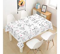 Morbuy Nappes Rectangulaires Anti Taches, 3D Chat Imprimé Nappe Imperméable Anti-Salissure Lavable pour Decoration Ménage Cuisine Jardin Picnic Exterieur (100x140cm,Chat de Dessin animé)
