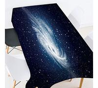 Morbuy Nappes Rectangulaires Anti Taches,3D Galaxie Ciel étoilé Imprimé Nappe Imperméable Anti-Salissure Lavable pour Decoration Ménage Cuisine Jardin Picnic Exterieur (Argent Blanc,150x260cm)