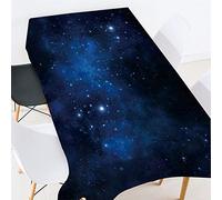 Morbuy Nappes Rectangulaires Anti Taches,3D Galaxie Ciel étoilé Imprimé Nappe Imperméable Anti-Salissure Lavable pour Decoration Ménage Cuisine Jardin Picnic Exterieur (Galaxie Bleue,150x300cm)