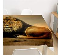 Morbuy Nappes Rectangulaires Anti Taches, 3D Lion Imprimé Nappe Infroissable Imperméable Lavable pour Decoration Cuisine Jardin Picnic Exterieur (Motif Lion,60x60cm)