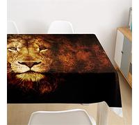 Morbuy Nappes Rectangulaires Anti Taches, 3D Lion Imprimé Nappe Infroissable Imperméable Lavable pour Decoration Cuisine Jardin Picnic Exterieur (Lion d'or,100x140cm)