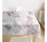Morbuy Nappes Rectangulaires Anti Taches, 3D Marbre Marbrure Imprimé Nappe Infroissable Imperméable Lavable pour Decoration Cuisine Jardin Picnic Exterieur (140x260cm,Gris)