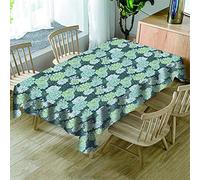 Morbuy Nappes Rectangulaires Anti Taches, 3D Plante Imprimé Nappe Imperméable Anti-Salissure Lavable pour Decoration Ménage Cuisine Jardin Picnic Exterieur (Succulentes Vertes,140x260cm)