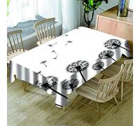 Morbuy Nappes Rectangulaires Anti Taches, 3D Plante Imprimé Nappe Imperméable Anti-Salissure Lavable pour Decoration Ménage Cuisine Jardin Picnic Exterieur (Pissenlit Noir,140x180cm)