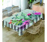 Morbuy Nappes Rectangulaires Anti Taches, 3D Plante Imprimé Nappe Imperméable Anti-Salissure Lavable pour Decoration Ménage Cuisine Jardin Picnic Exterieur (Plante Cactus,140x210cm)