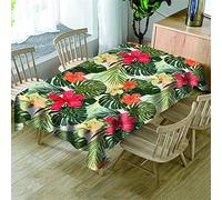 Morbuy Nappes Rectangulaires Anti Taches, 3D Plante Imprimé Nappe Imperméable Anti-Salissure Lavable pour Decoration Ménage Cuisine Jardin Picnic Exterieur (Monstera Tropical,150x260cm)