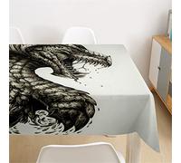 Morbuy Nappes Rectangulaires Anti Taches, Motif Dragon 3D Imprimé Nappe Infroissable Imperméable Lavable pour Decoration Cuisine Jardin Picnic Exterieur (Motif Dragon,140x180cm)