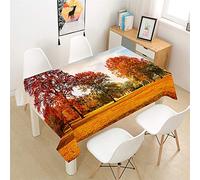 Morbuy Nappes Rectangulaires Anti Taches Nappes Infroissable - 3D Feuilles Mortes Imprimé Nappe Imperméable Anti-Salissure pour Decoration Cuisine Jardin Picnic (140x260cm,Style d'automne)
