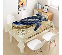 Morbuy Nappes Rectangulaires Anti Taches Nappes Infroissable - 3D Tortue de Mer Imprimé Nappe Imperméable Anti-Salissure pour Decoration Cuisine Jardin Picnic (Tortue Noire,140x240cm)