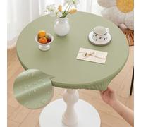 Morbuy Nappes Rondes 160 cm avec Bord Élastique, Convient aux Tables de 140-150cm, Cuir PU Nappe Ronde Exterieur Anti Taches, Vert Imperméable Table Cloth pour Jardin Cafe