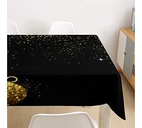 Morbuy Noël Nappe Rectangulaire Anti Tache Nappe de Table Imperméable Lavable et Facile d'entretien pour Ménage Table Basse Jardin Extérieure Picnic (Cristal doré,60x60cm)
