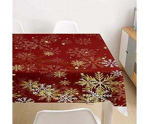 Morbuy Noël Nappe Rectangulaire Anti Tache Nappe de Table Imperméable Lavable et Facile d'entretien pour Ménage Table Basse Jardin Extérieure Picnic (Flocon de Neige,60x60cm)