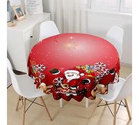 Morbuy Noël Nappes Rondes Anti Taches, Nappes Rondes Lavable et Facile d'entretien, Imperméable Polyester Nappe de Table pour Cuisine Jardin Fête (Noël Brillant,Diamètre 120cm)