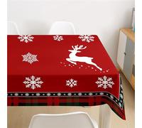 Morbuy Noël Style Nouvelle Année Nappe Anti Taches Rectangulaire, Nappe de Table de Fête Imperméable Nappes Couverture de Table à Manger pour Decoration (140x300cm,Elan de Noël)