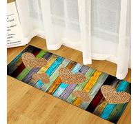 Morbuy Paillasson Bienvenue Tapis d'Entrée Impression 3D sur Bois Tapis de Bain Antidérapant Tapis de Sol,Tapis Antidérapant pour Salon,Chambre à Coucher,Couloir,Cuisine (Coeur en Bois,50x80cm)